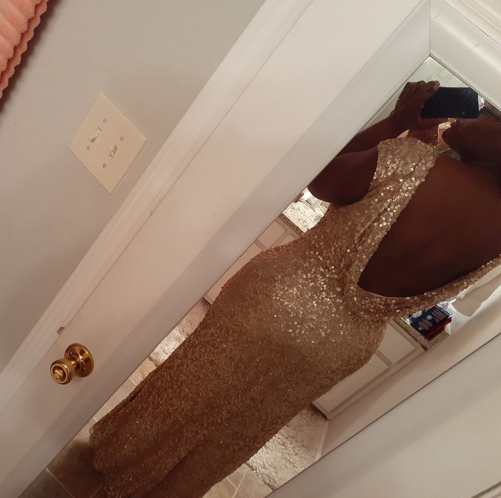 Rose gold/blush sequin gown dress